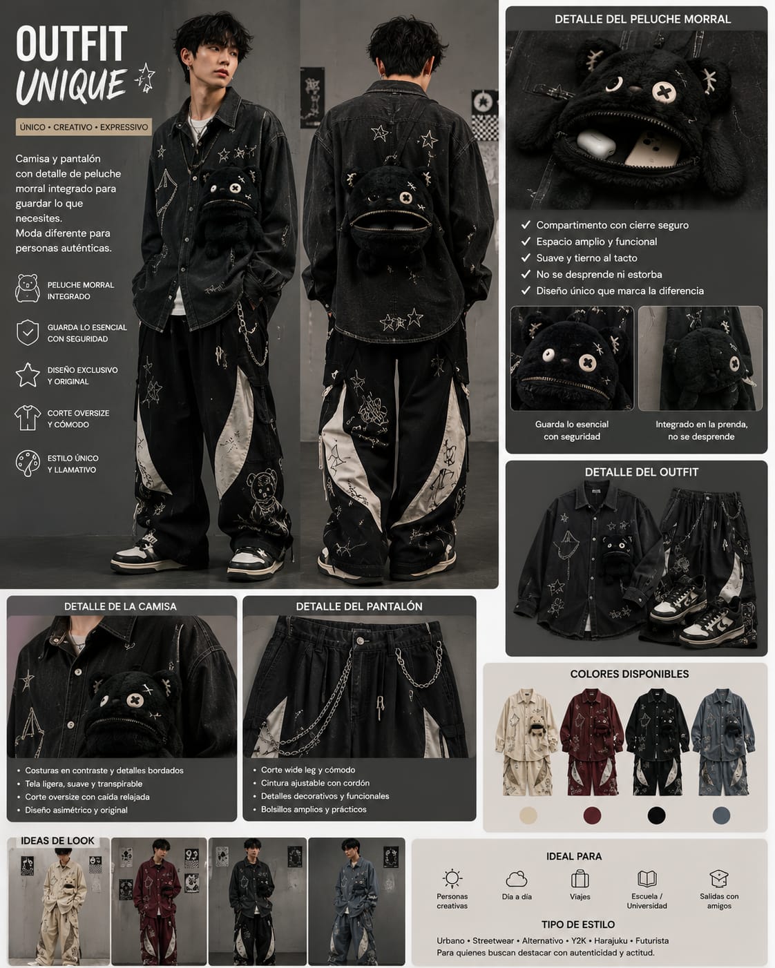 Conjunto Streetwear Unique Bear™ con Morral Integrado
